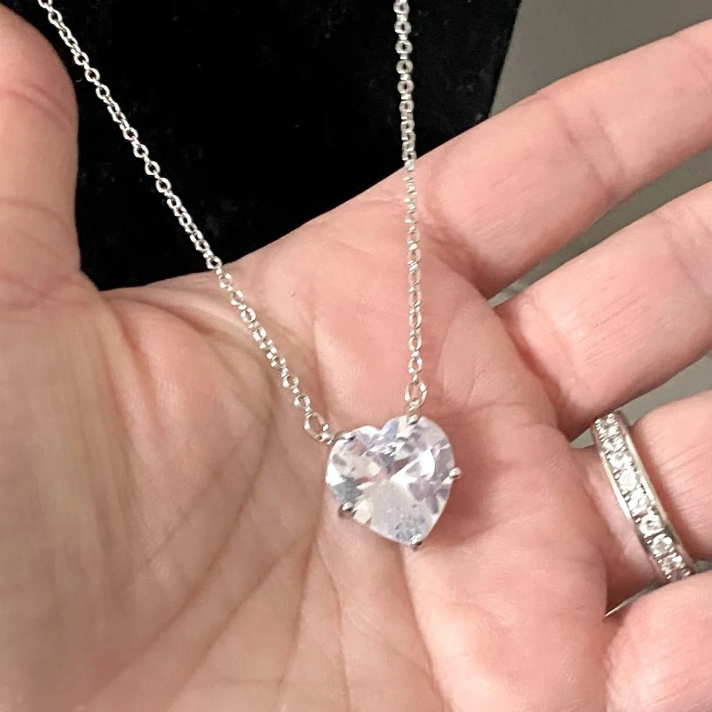 The Bubble Heart white sapphire ❤️ 925 Pendant necklace - Picture 7 of 12